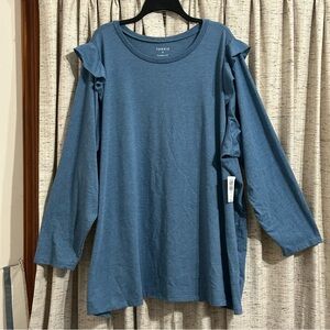Torrid Classic Fit Signature Jersey Crew Neck Ruffle Shoulder Tee - 6X